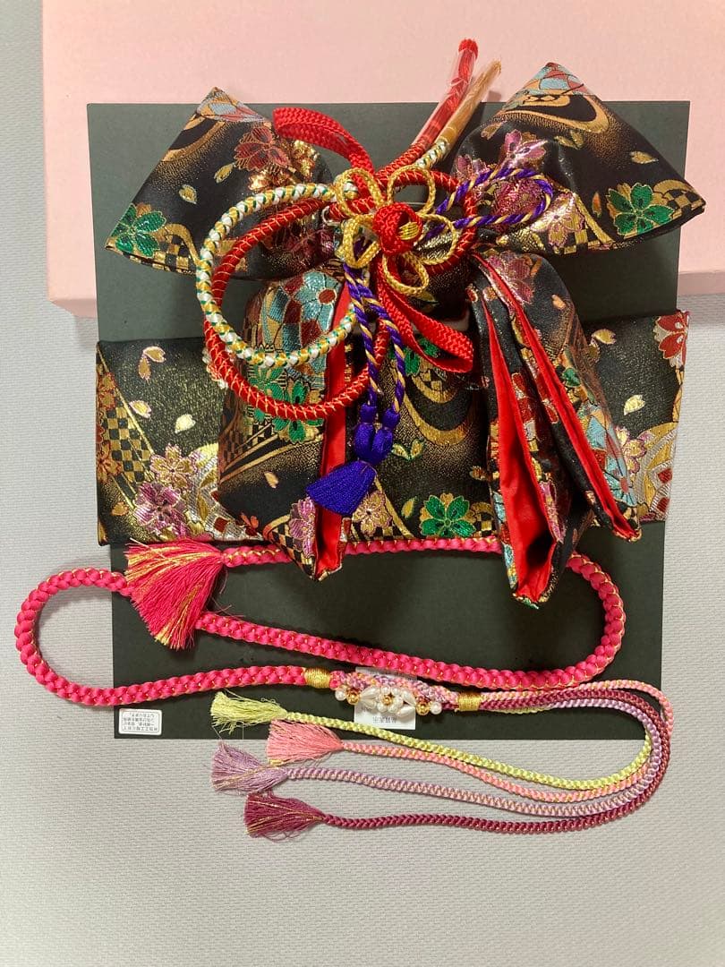 七五三 3歳正絹着物　被布セット　紅一点　花柄