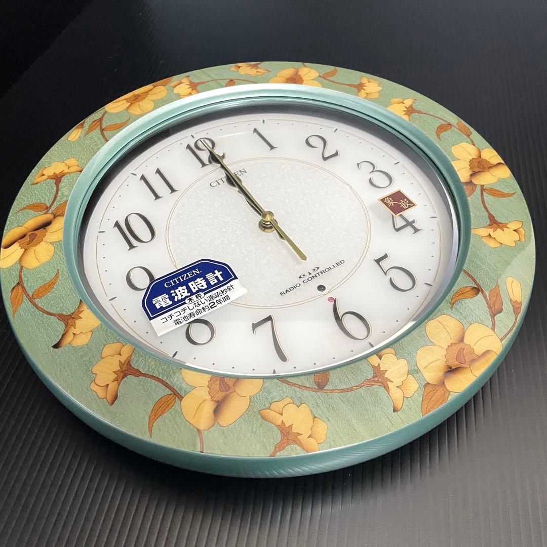 未使用 リズム時計 象嵌 電波時計 8MY457-0 シチズン 壁掛時計