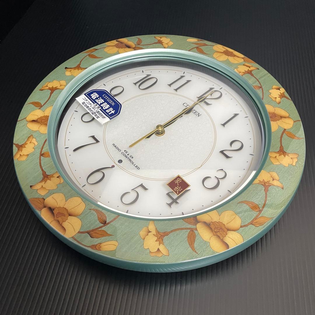未使用 リズム時計 象嵌 電波時計 8MY457-0 シチズン 壁掛時計