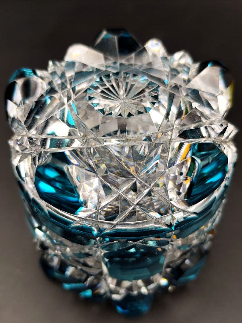 超希少品☆黒川昭男 江戸切子 棗 蓋物 茶道具 （切子、江戸切子、薩摩切子）