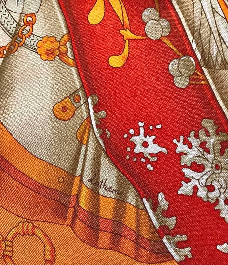 エルメス スカーフ カレ90 Soleil de soie オレンジ 貴重 ￼