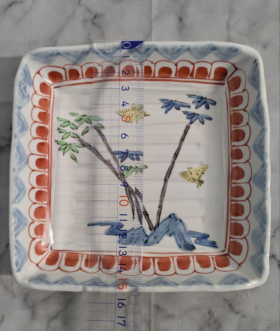 波佐見焼　藍水　角皿