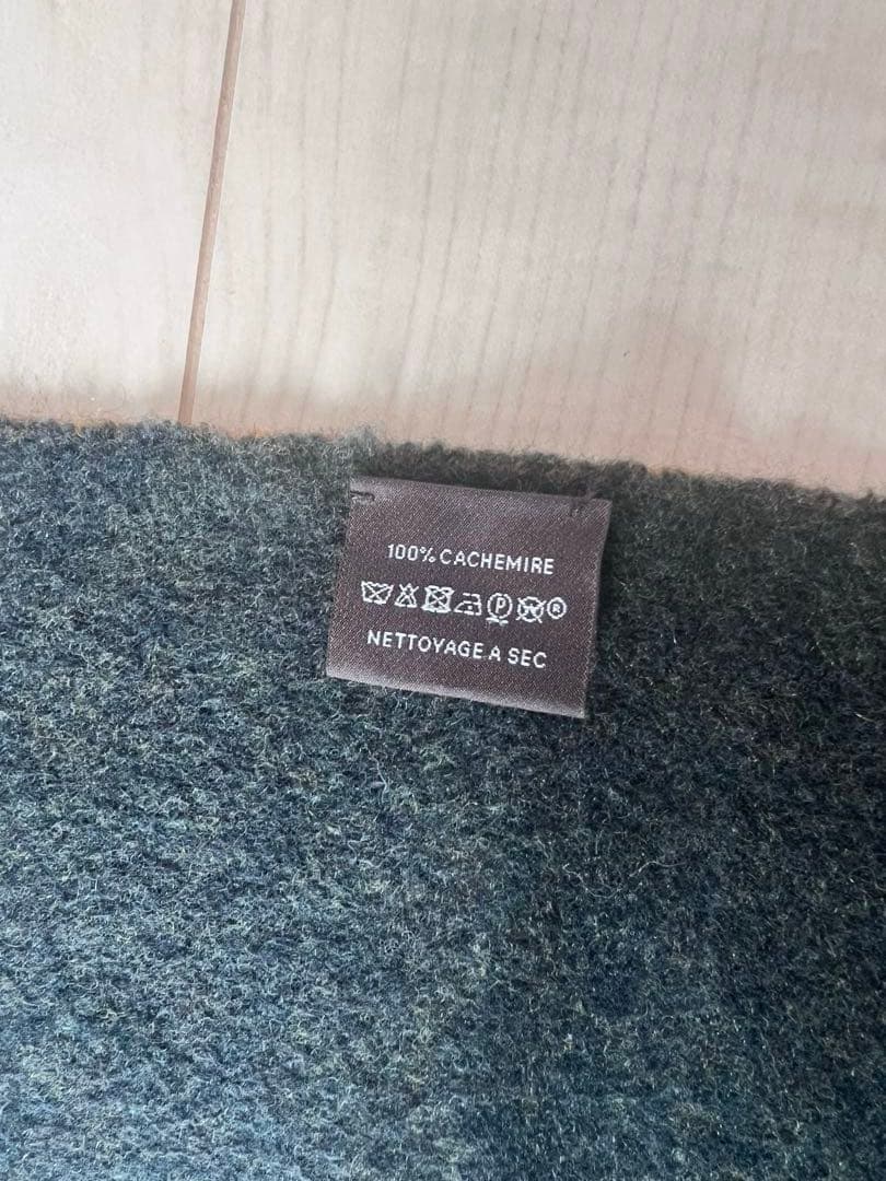 HERMES　エルメス　 カシミヤ マフラー　オレンジ ダークグリーン