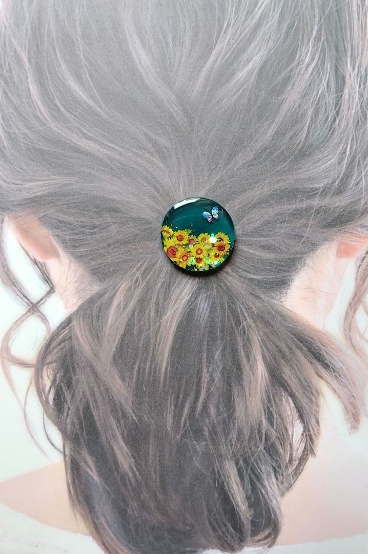 ひまわり畑 レジン ヘアゴム