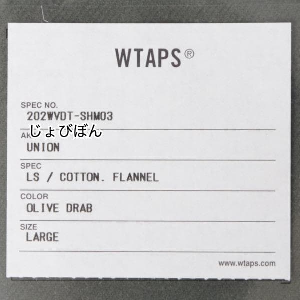 トップス 20AW WTAPS UNION / LS / COTTON. FLANNEL
