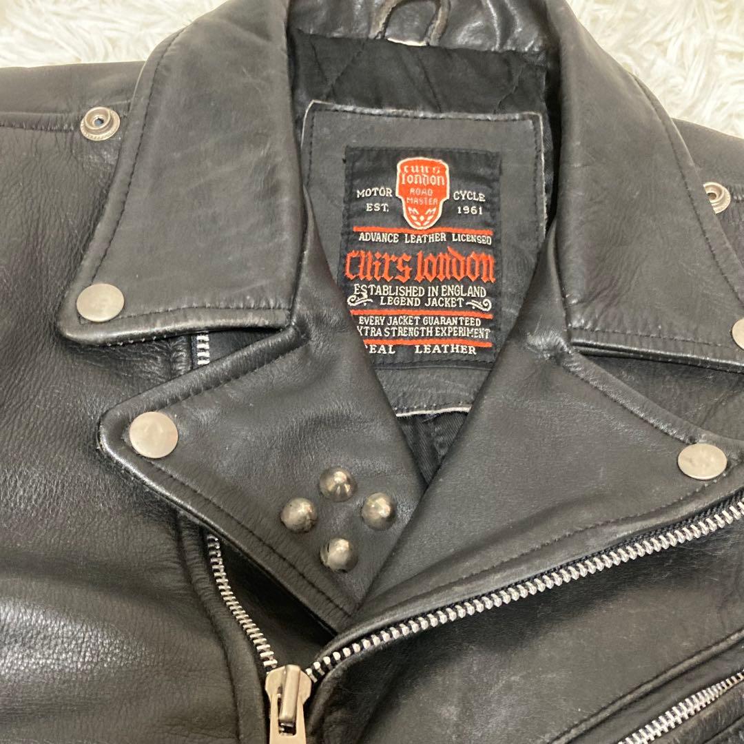 レア　CUIRS LONDON レザー　ダブルライダースジャケット　スタッズ　黒