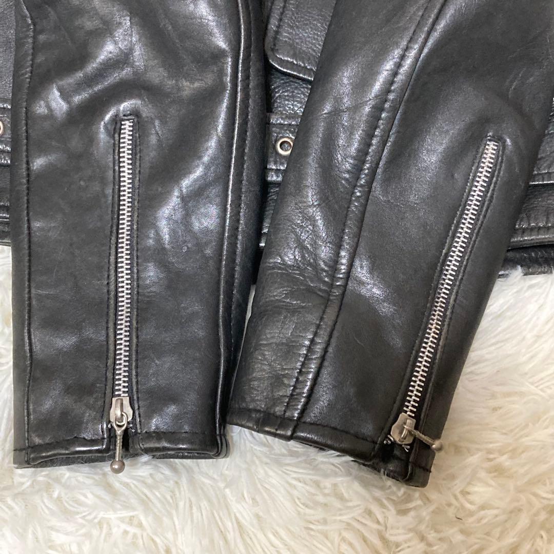レア　CUIRS LONDON レザー　ダブルライダースジャケット　スタッズ　黒