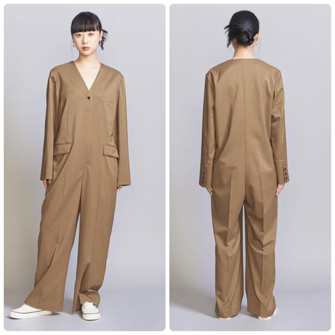 【美品】BEAUTY&YOUTH ツイル Vネック オールインワン