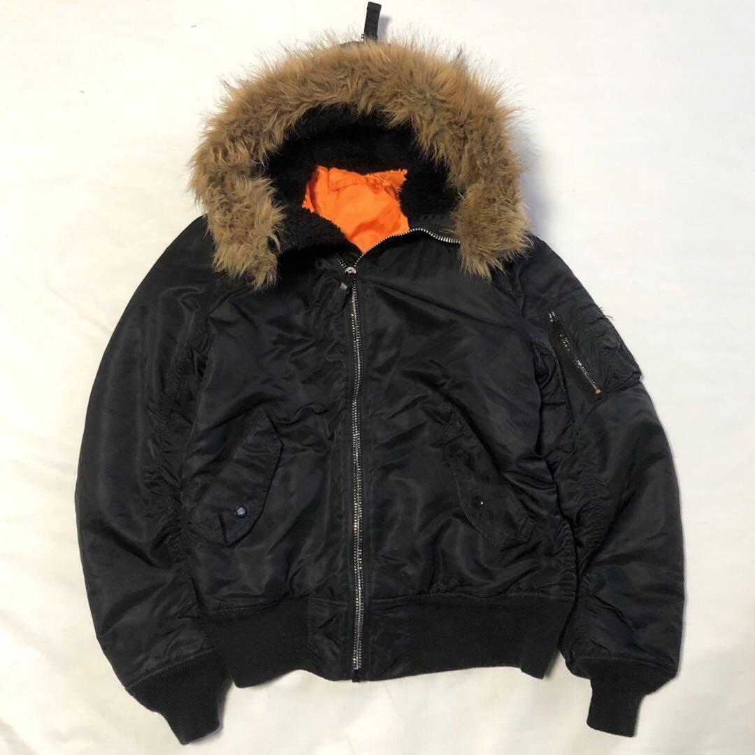 ALPHA INDUSTRIES【M】MA-1 フード ファー ブラック 短丈