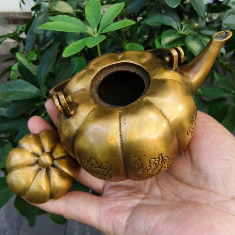 提梁南瓜八宝茶壺 酒壺 茶道置物 煎茶道具
