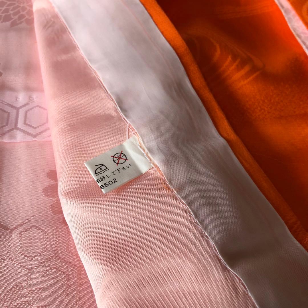 753 七五三　女の子7歳着物 長襦袢 オレンジ お仕立て 昭和レトロ