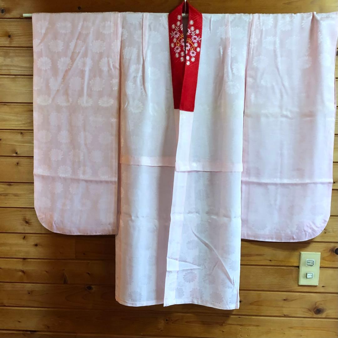 753 七五三　女の子7歳着物 長襦袢 オレンジ お仕立て 昭和レトロ