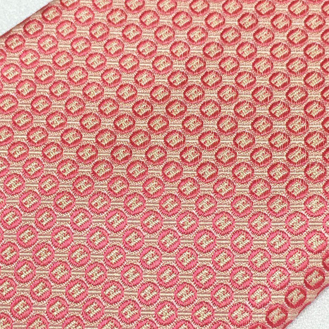 未使用級 H柄 エルメス HERMES ネクタイ シルク サーモンピンク ドット