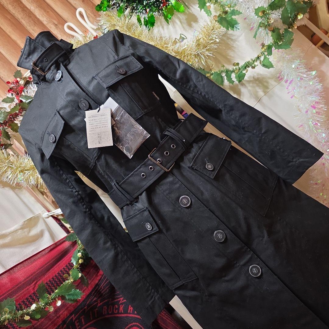 ぽっぷくん新品未使用タグ付ヒスグラコトン100ベンタイルブラクベルトコート