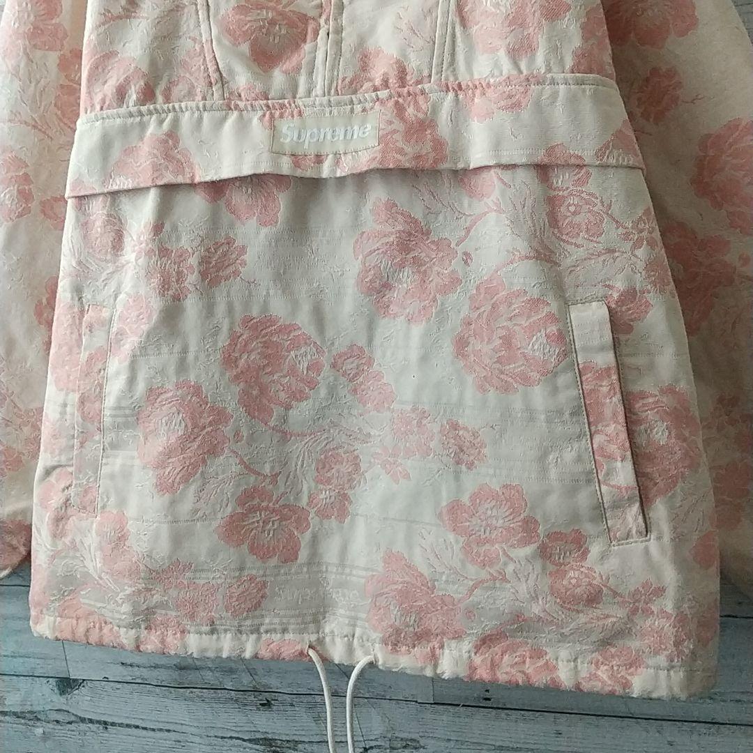 希少サイズ☆シュプリーム 刺繍ロゴ 花柄 ハーフジップ アノラック ジャケット