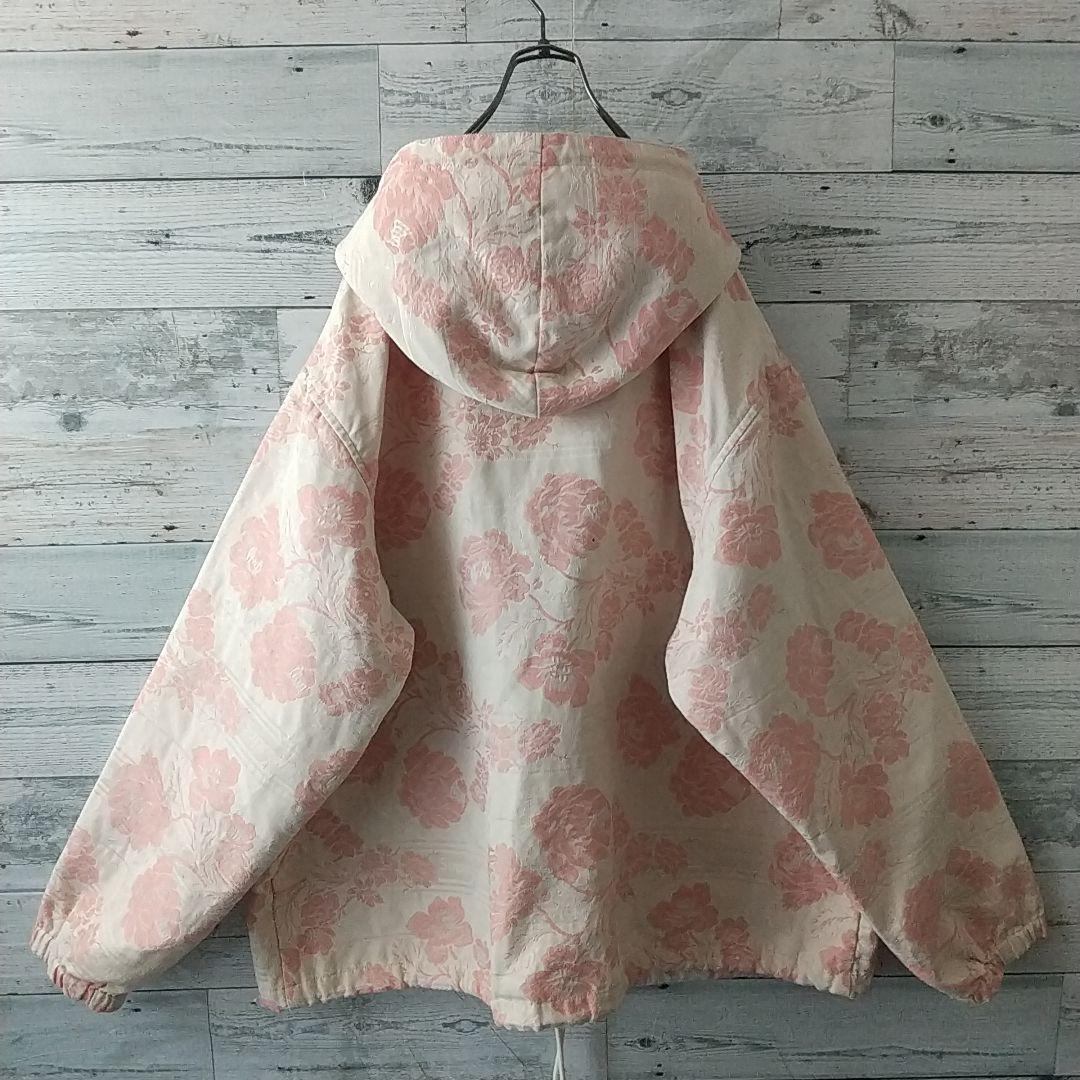 希少サイズ☆シュプリーム 刺繍ロゴ 花柄 ハーフジップ アノラック ジャケット