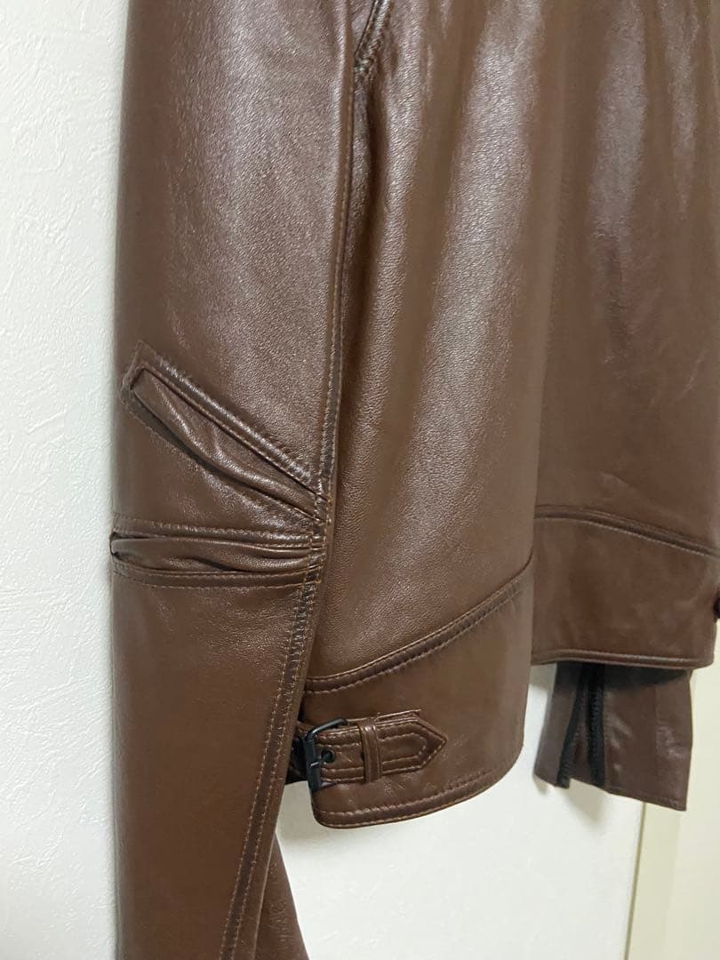 値下げ　stud homme Lジップレザーライダース　エディ　ブラウン