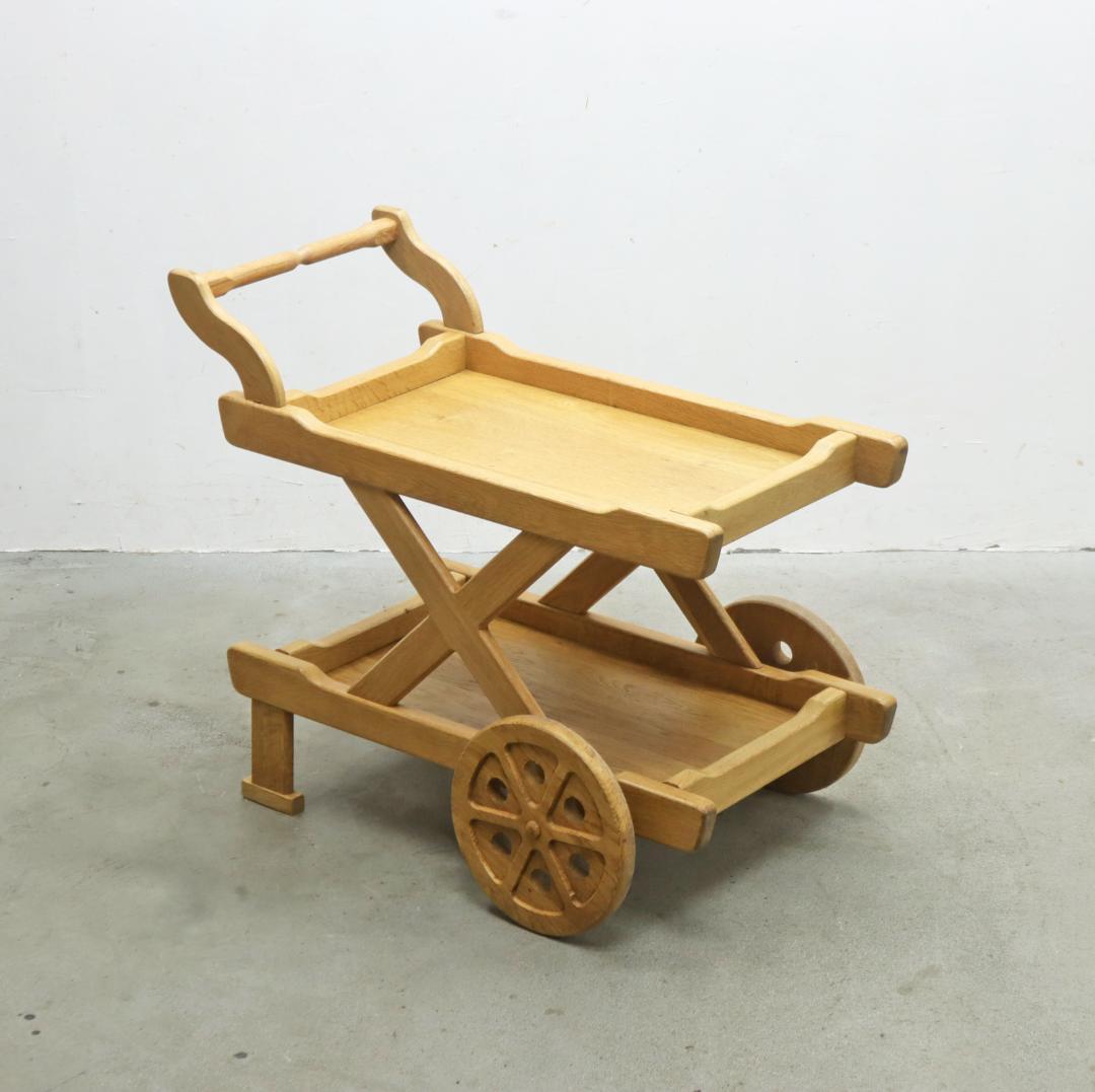 オーク無垢材 トローリー ワゴン キッチン ラック シェルフ カントリー