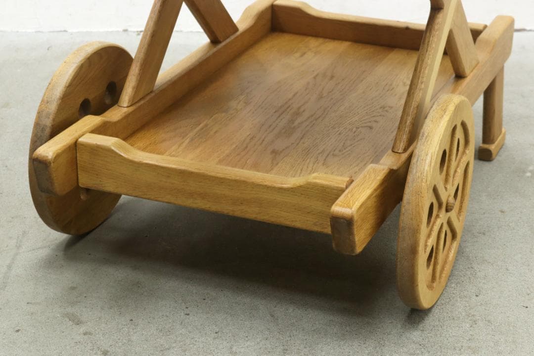 オーク無垢材 トローリー ワゴン キッチン ラック シェルフ カントリー