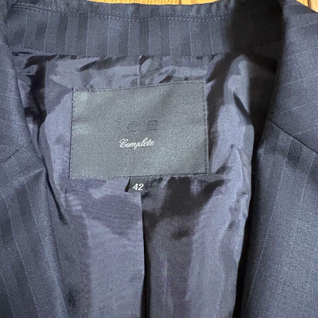 アイシービー☆パンツスーツ　ストライプ　テーラードジャケット　42 大きいサイズ