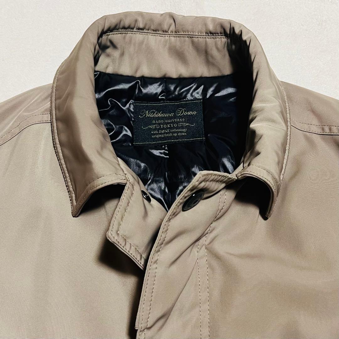 【美品】西川ダウン ナノユニバース ステンカラーコート ベージュ サイズL