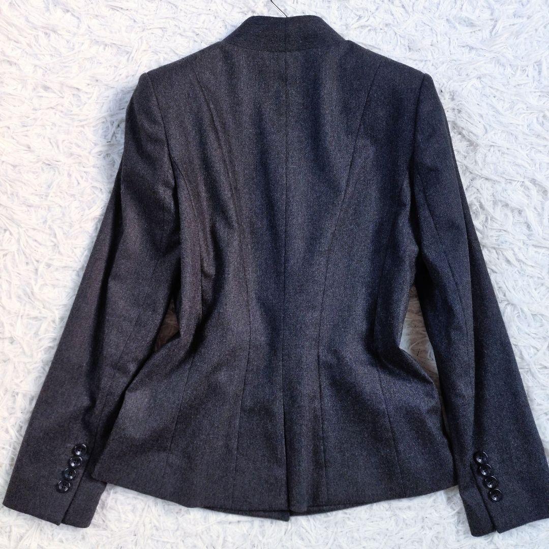 ノーカラースーツ　ワイドパンツ　ブルックスブラザーズ　カシミヤ混　グレー系