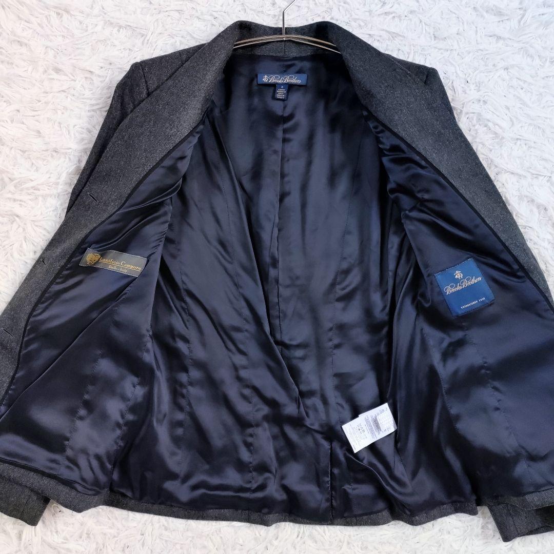ノーカラースーツ　ワイドパンツ　ブルックスブラザーズ　カシミヤ混　グレー系
