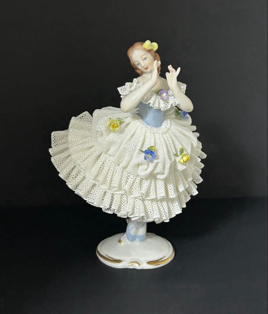 【美品】アイリッシュドレスデン フリルドレスレース ドイツ オリジナルBOX付