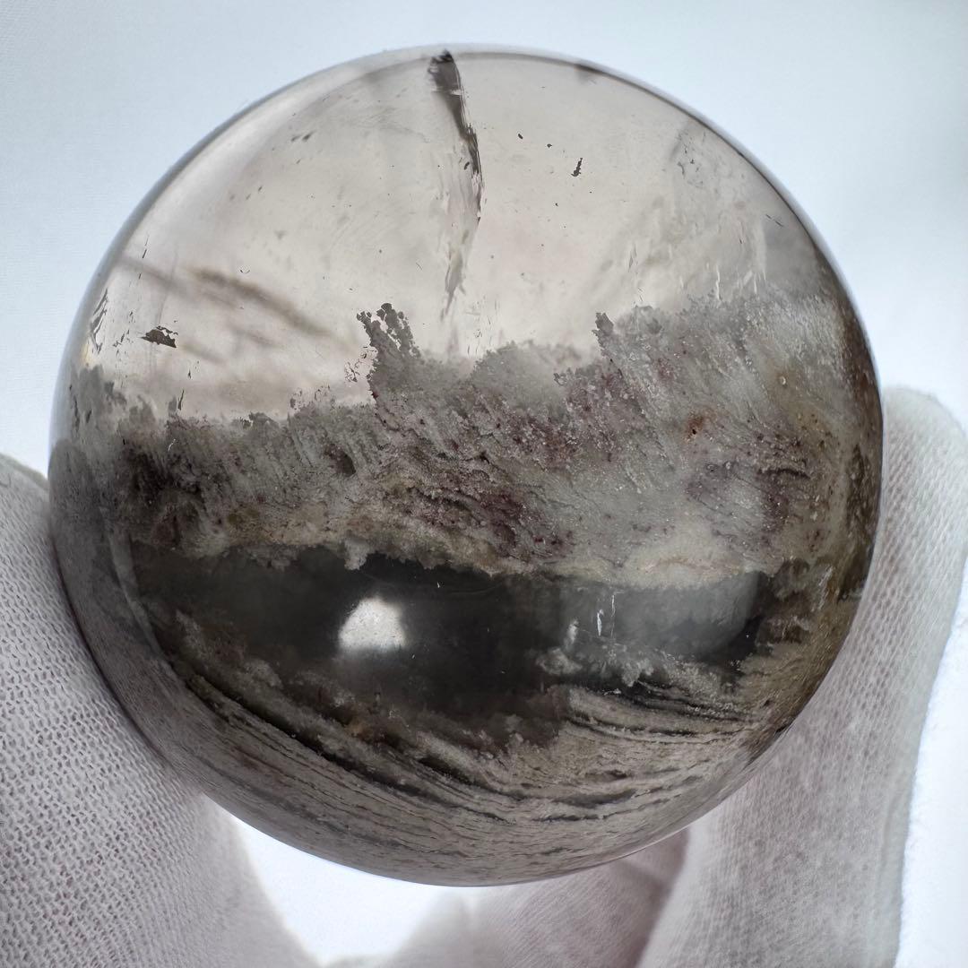 M-30虹入り層状ガーデンクォーツ丸玉 スフィア 庭園水晶 天然石 58.7mm