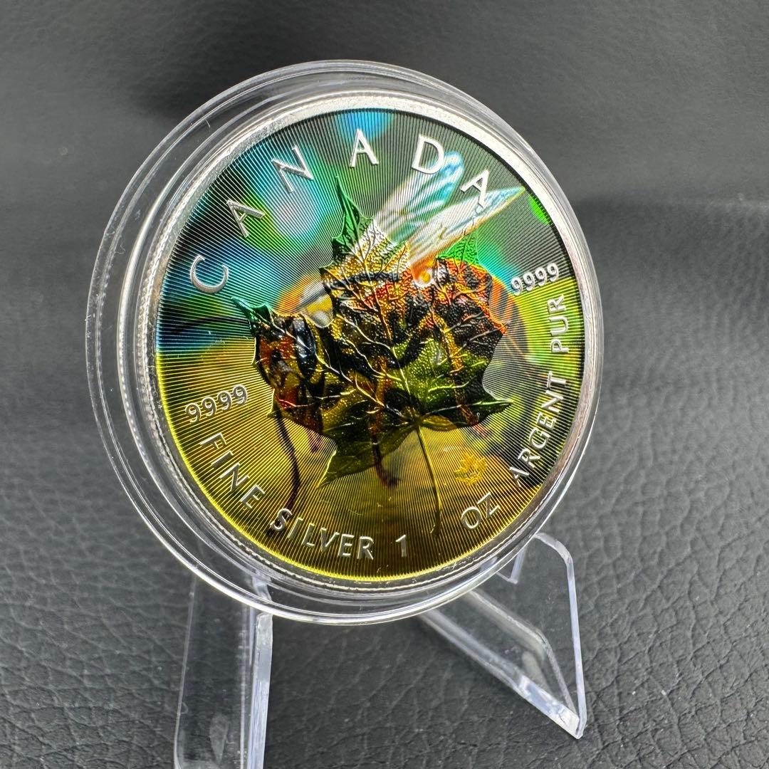 世界100枚限定！ メイプルリーフ 銀貨 カラー スズメバチ 森の自然融和