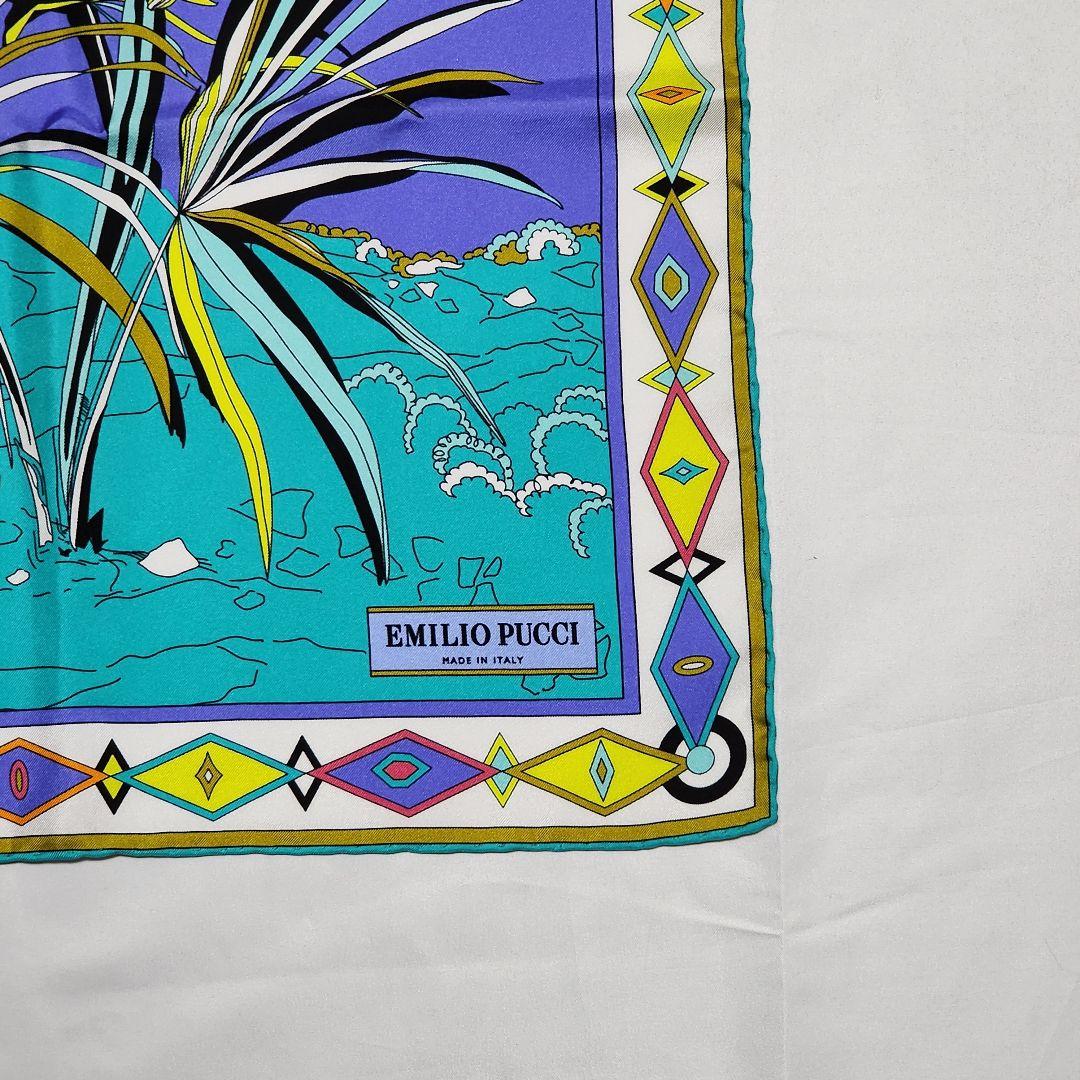 美品 ★エミリオプッチ★ スカーフ 大判 リゾート 女性 シルク スカイブルー.