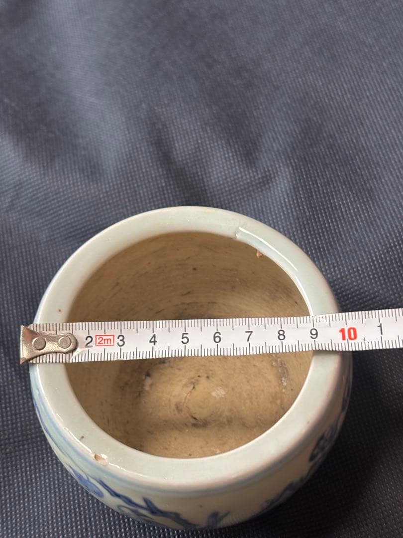 中国古美術品　明の時代 染付 青花　仙人神獣文　香炉10✖️8cm