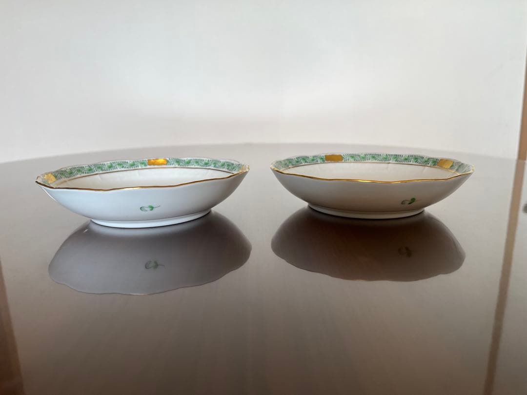 ヘレンド　アポニーグリーン　フルーツボウル　1ペア