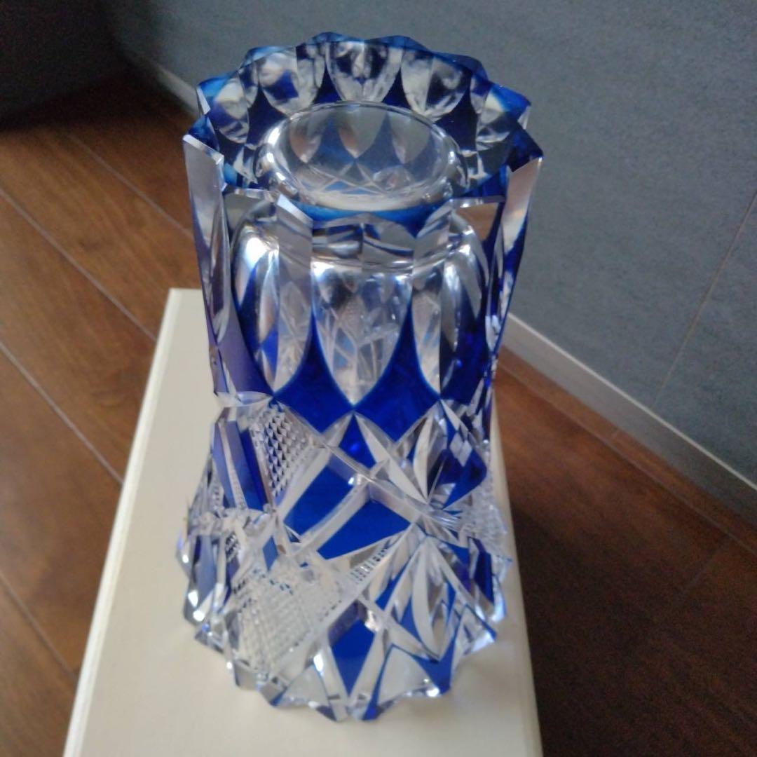 kagami crystal KAGAMI 江戸切子 色被せ 花瓶 新品 箱付