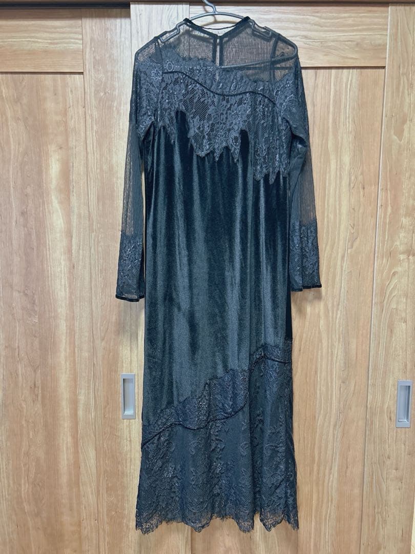 値下【美品】dot tulle panel lace velour OP/