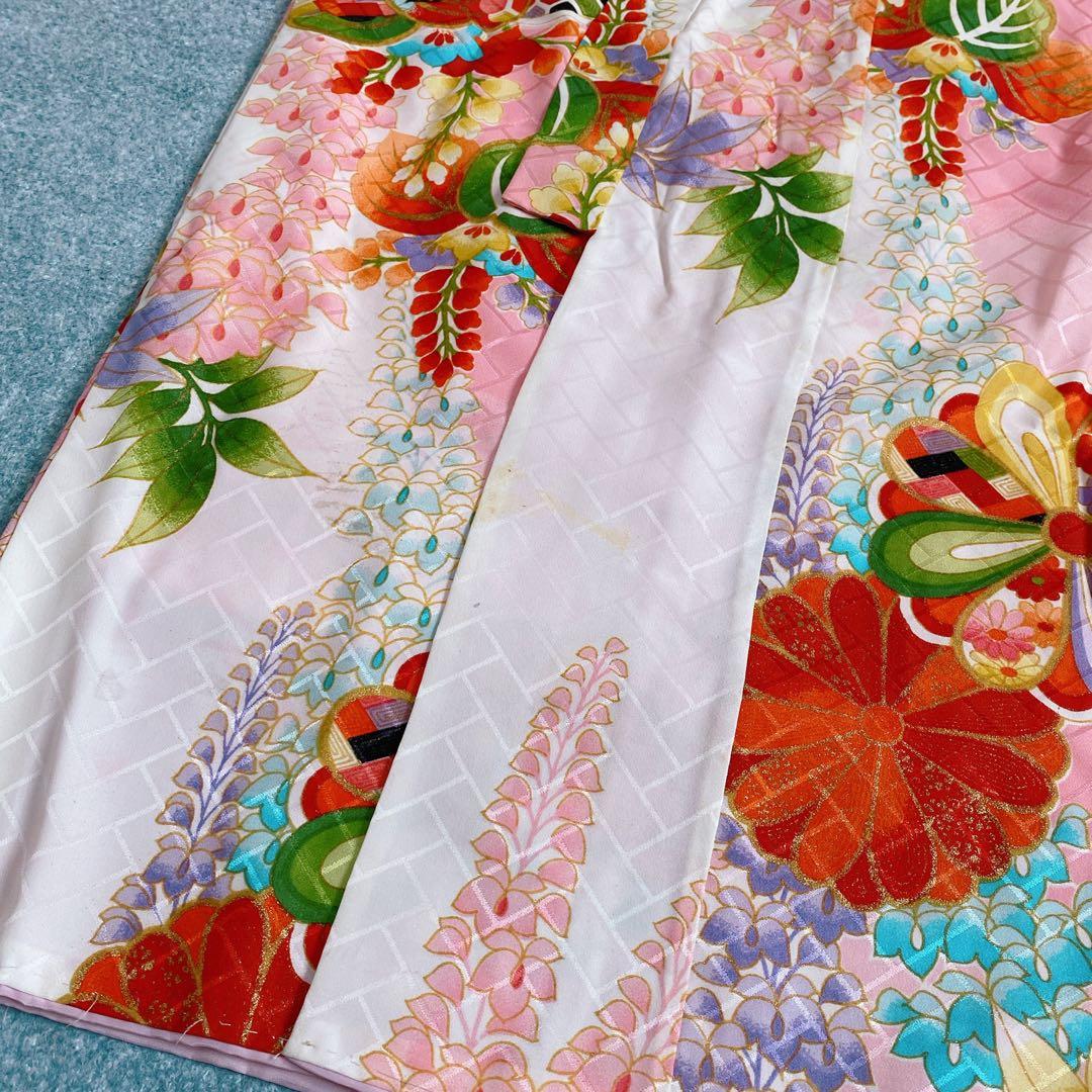 七五三 5歳 6歳 アンティーク 着物 作り帯 小物 髪飾り フルセット