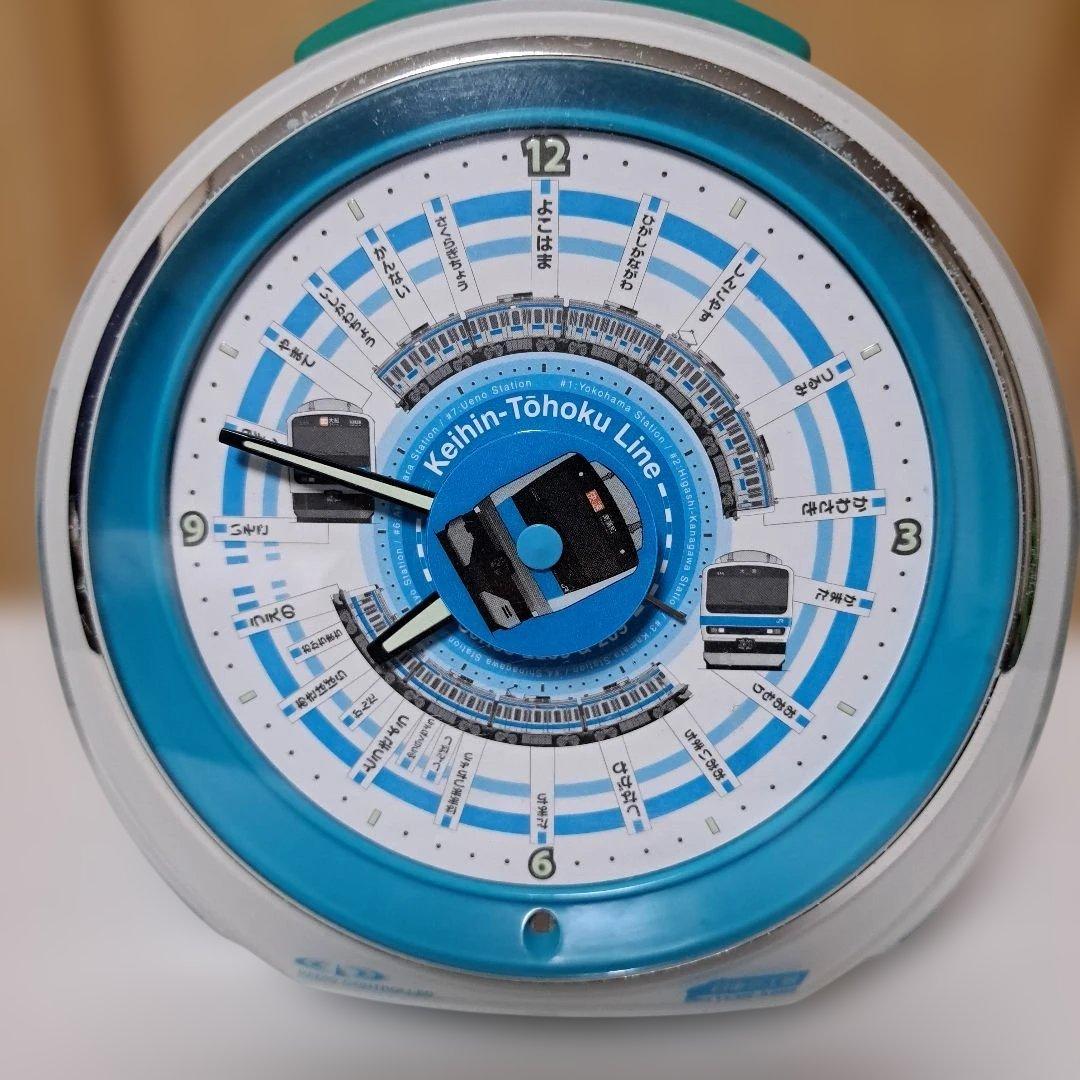 鉄道テーマの青い電波時計Keihin-Tohoku Line の表示