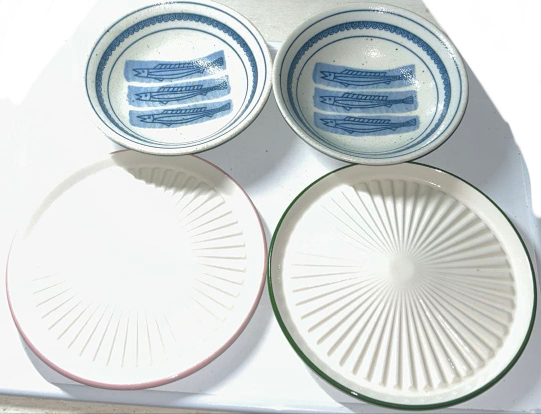 【ビンテージ】無汸庵（むほうあん）綿貫宏介「魚の絵皿」 ×2枚他4個枚セット