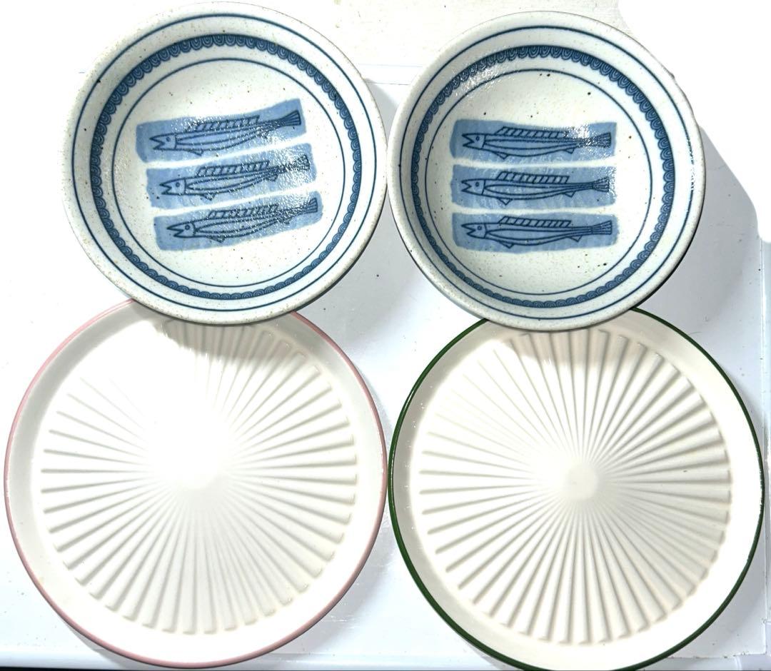 【ビンテージ】無汸庵（むほうあん）綿貫宏介「魚の絵皿」 ×2枚他4個枚セット