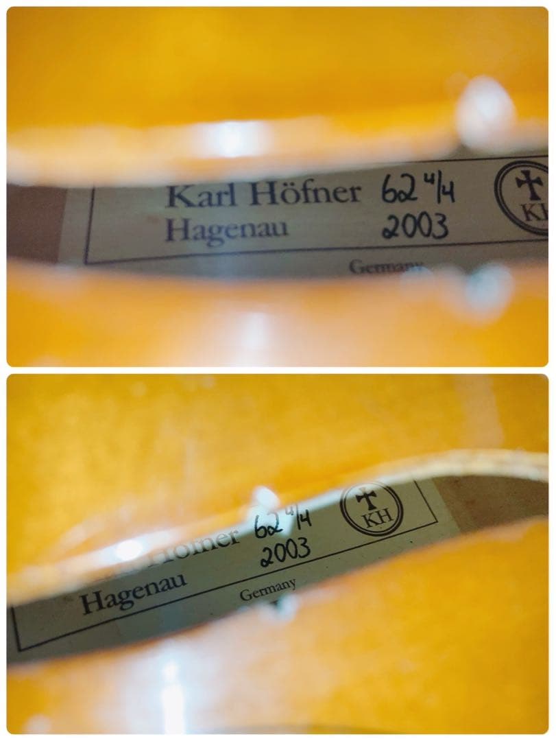 【虎杢】カール ヘフナー 62 2003年製 4/4 バイオリン SUGITO