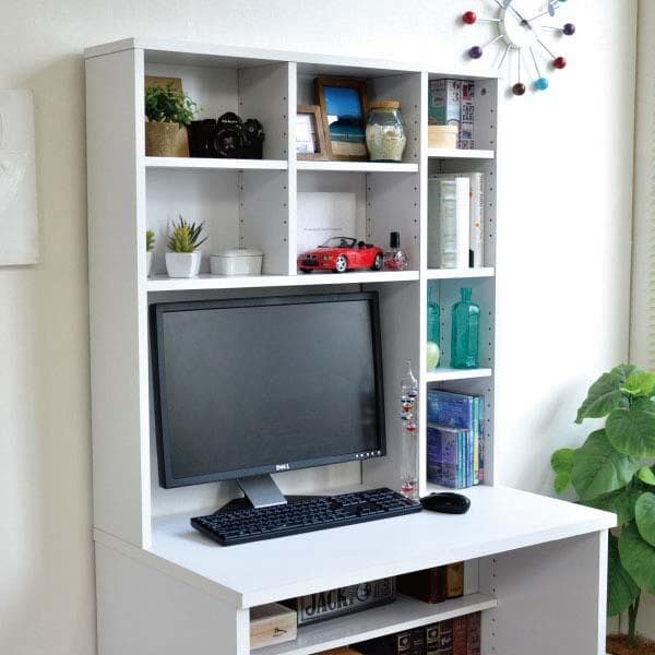 【新品・送料無料】パソコンデスク 83幅 書棚付き ホワイト 学習机 書斎机