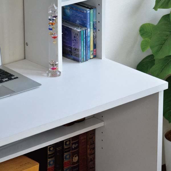 【新品・送料無料】パソコンデスク 83幅 書棚付き ホワイト 学習机 書斎机