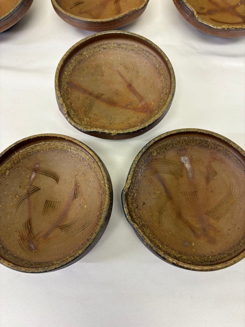 備前焼　中村真　片口　六客揃　共箱　共布