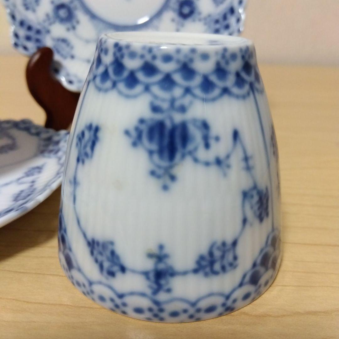 ロイヤルコペンハーゲン ブルーフルーテッド フルレース カップ＆ソーサー　ペア