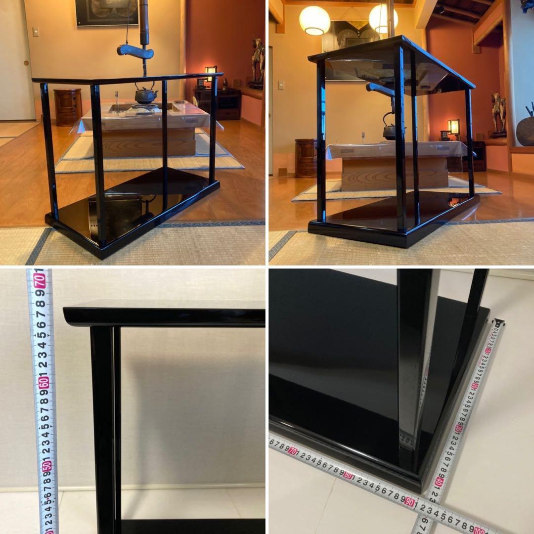 真台子 飾り棚 台 真塗 黒 木製 組立式 大型 和風 茶道具 レトロ