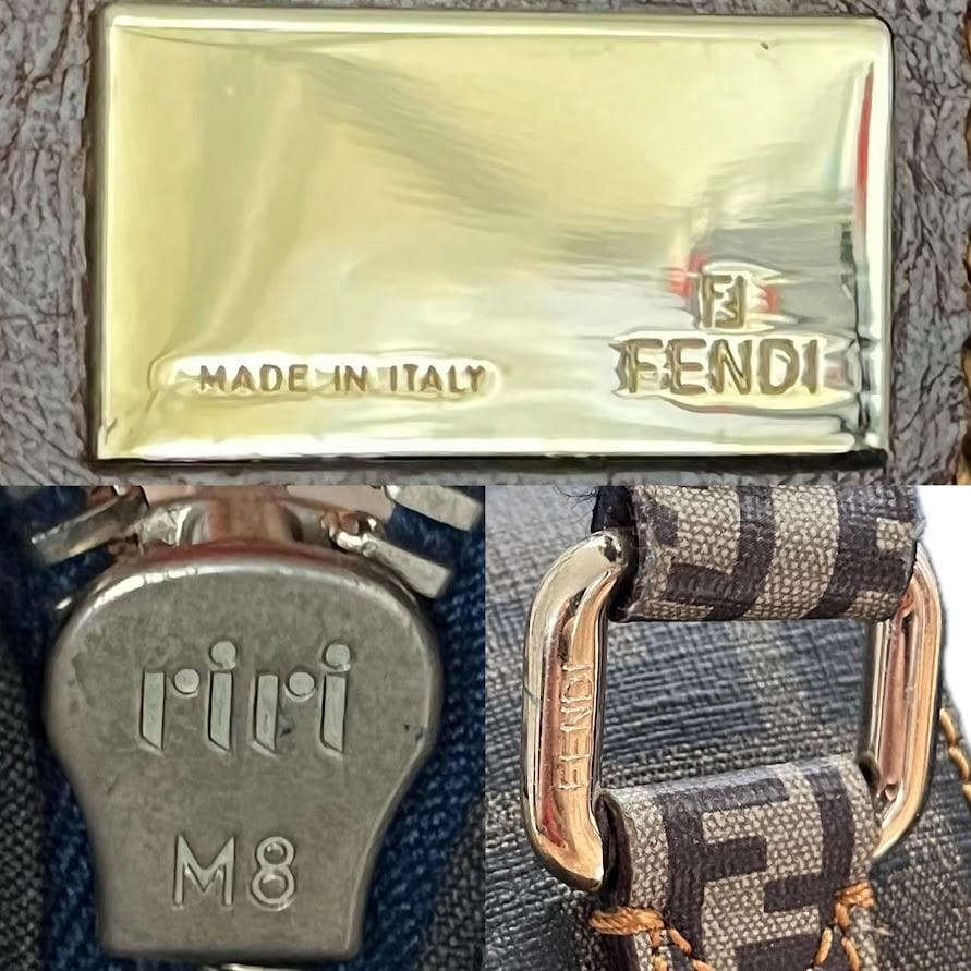 【訳あり】フェンディ ズッカ柄 ボストンバッグ ゴールド金具 肩掛け 大容量