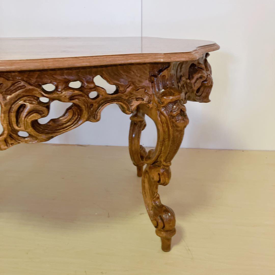 イタリア家具　アンティーク　ローテーブル　ダイニングテーブル　猫脚　ロココ調