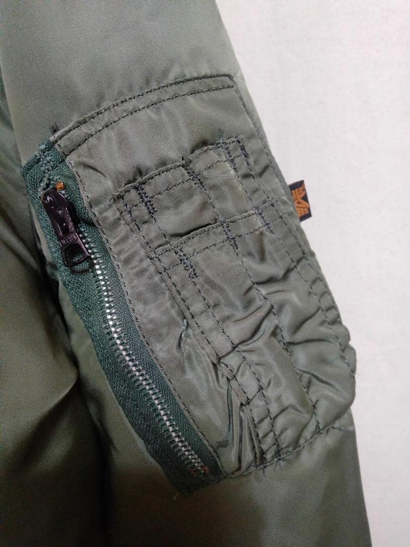 ビンテージ90年代アルファMA-1リバーシブルナイロンフライトJKT緑XL