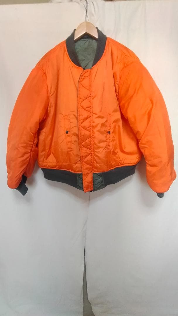 ビンテージ90年代アルファMA-1リバーシブルナイロンフライトJKT緑XL