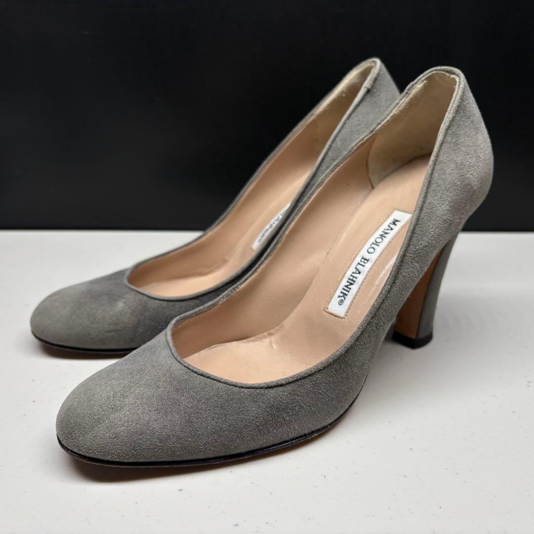 美品■MANOLO BLAHNIK【23.5】パンプス スエード グレー